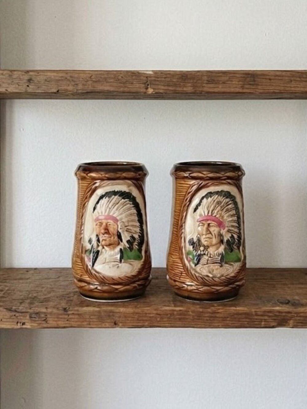 Vintage Native American Chief Salt and Pepper Shakers   Quantity: Set of 2 (Salt